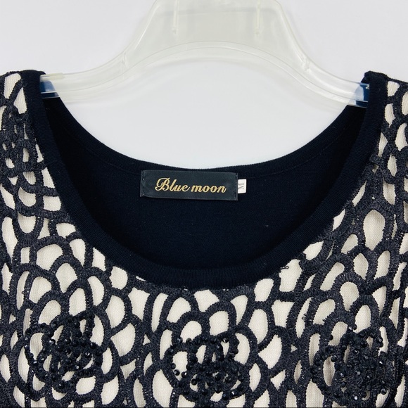 BLUE MOON Black Sleeveless Overlay Dress - Picture 2 of 6